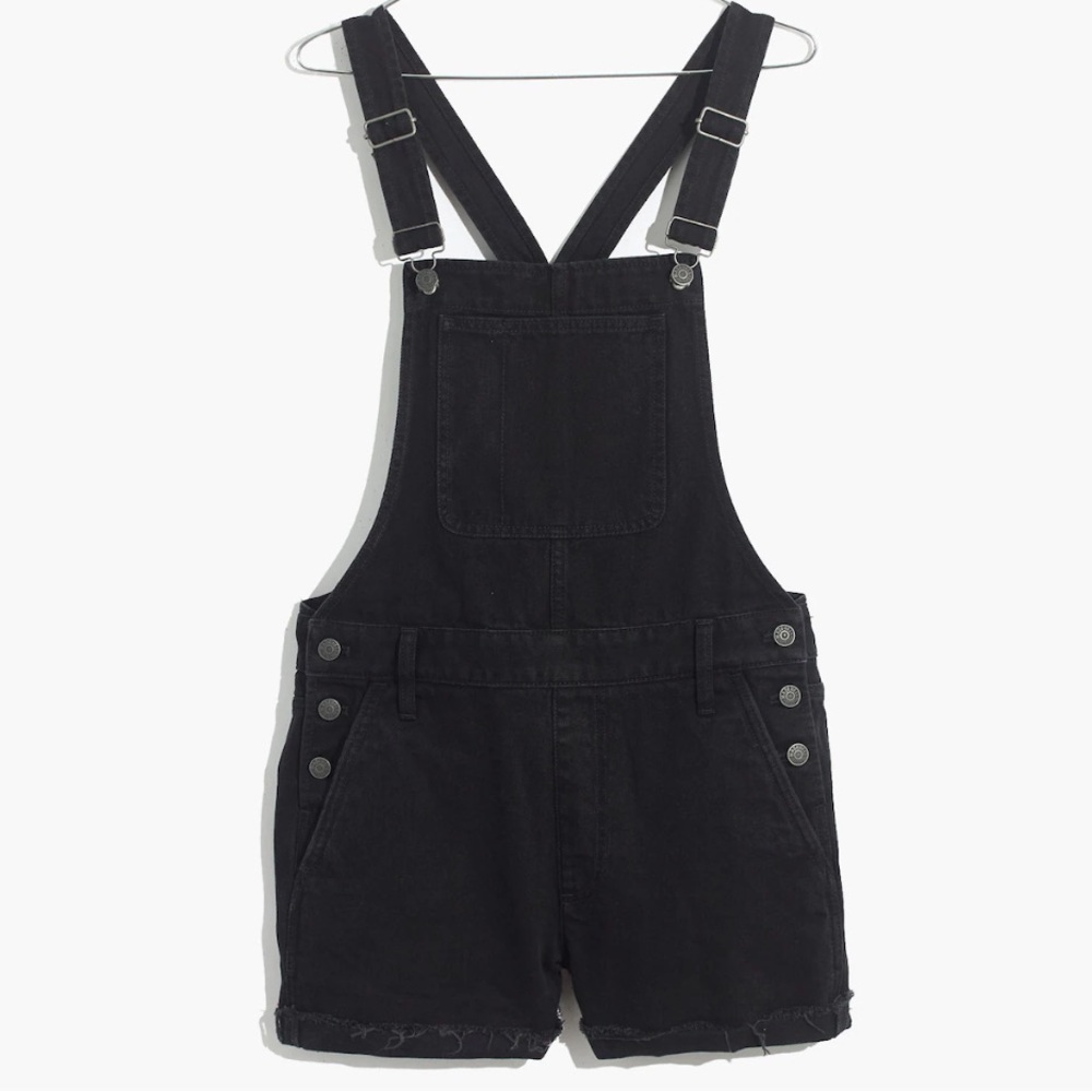 Madewell Adirondack Short Overalls in Washed Black xs NWOT